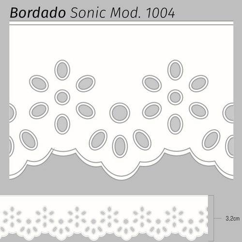 Bordado Sonic Branco 3,2cm X 10m Mod. 1004 ( 75% Poliéster 25% Algodão)