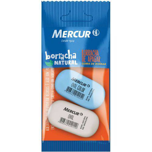 Borracha Colorida Oval Branca e Azul Pull Pack Mercur Bl.c/02
