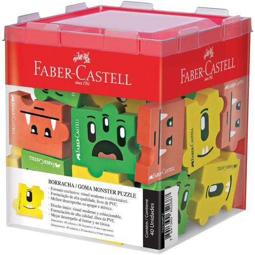 Borracha Escolar Monster Puzzle 3 Modelos Sortidos Faber-castell com 40 Unidades