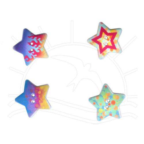 Botão Estrela Estampado Ii 1660 - 4 Unid