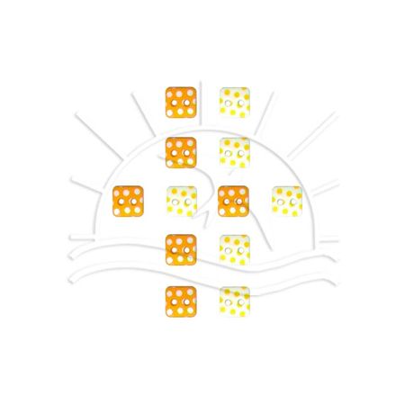 Botão Poá Quadrado Tam 7 - 12 Unid Branco/amarelo