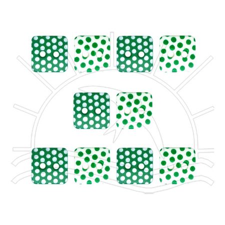 Botão Poá Quadrado Verde Bandeira/Branco Tam 10 - 10 Unid