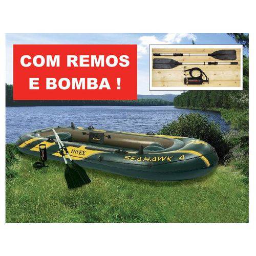 Bote Inflável Intex Seahawk 4 com Par de Remos e Bomba de Inflar #68351