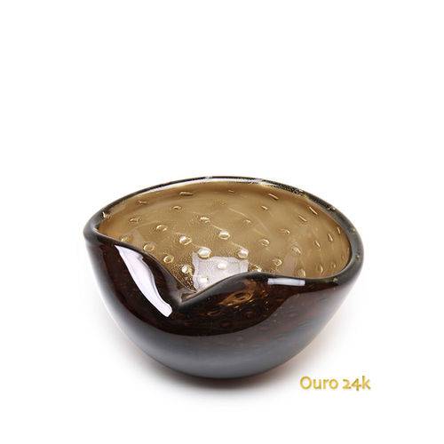Bowl Nº 1 Tela Fumê com Ouro - Murano - Cristais Cadoro