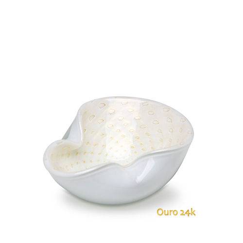 Bowl Nº 2 Tela Branco com Ouro - Murano - Cristais Cadoro