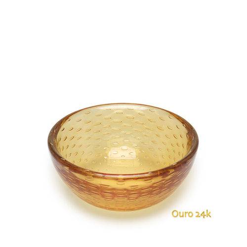 Bowl Tela Âmbar com Ouro - Murano - Cristais Cadoro