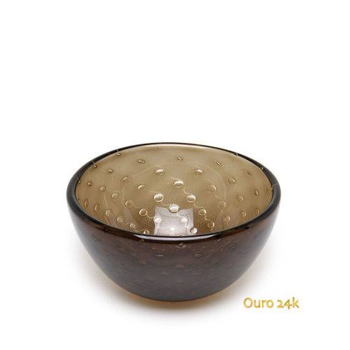 Bowl Tela Fumê com Ouro - Murano - Cristais Cadoro
