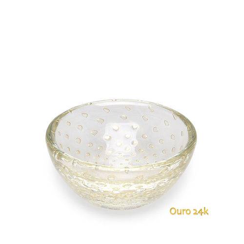 Bowl Tela Transparente com Ouro - Murano - Cristais Cadoro