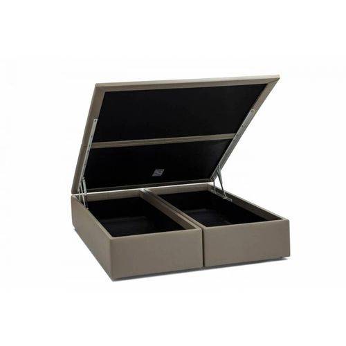 Box Baú Queen Size - 1,58x1,98x0,39 - Bipartida Creme Corino 1,58