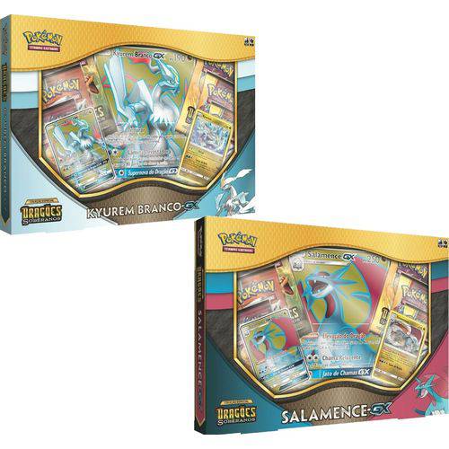 2 Box Pokémon Dragões Soberanos Kyurem Branco GX e Salamence Gx Cards Cartas Copag Suika