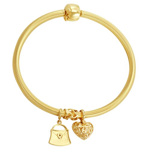Bracelete Ouro 18K Coração e Bolsa - AU2518