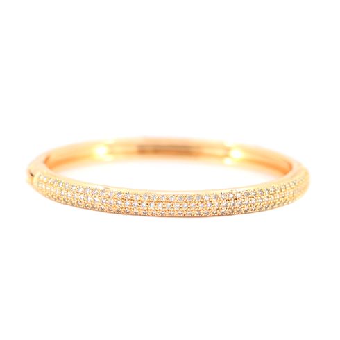 Bracelete Pedra Transparente Zircônia Dourado Rosa Valverde
