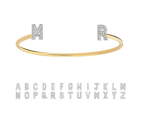 Bracelete Personalizado com Letras Banhado a Ouro 18k
