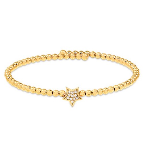 Bracelete Regulável com Bolinhas e Estrela Cravejada de Zircônia Folheado em Ouro 18k – 1612000000565