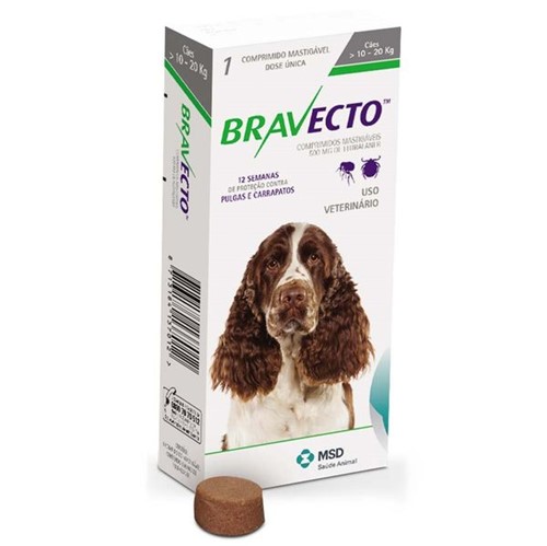 Bravecto Anti-pulgas - Cães de 10 a 20kg - 1 Comprimido - VALIDADE ABRIL 2020 Bravecto Anti-pulgas - Cães de 10 a 20kg - 1 Comprimido