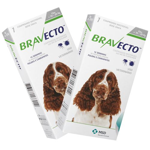 2 Bravecto Comprimido para Cães de 10 a 20kg - MSD 10 - 20 Kg