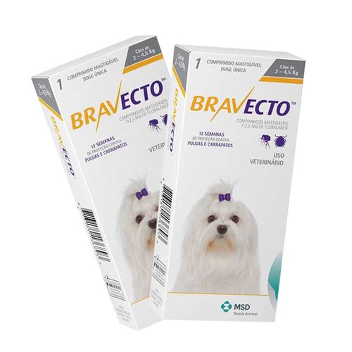 2 Bravecto Comprimido para Cães de 2 a 4,5kg - MSD 2 - 4,5 Kg