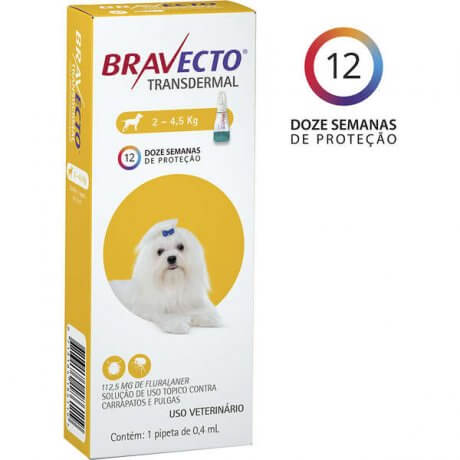 Bravecto Transdermal Antipulgas e Carrapatos para Cães de 2 a 4,5 Kg - 112,5 Mg -