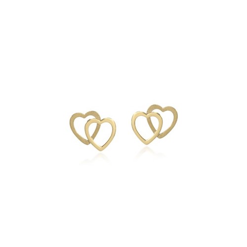 Brinco Coração Ouro Amarelo 18K - Romance