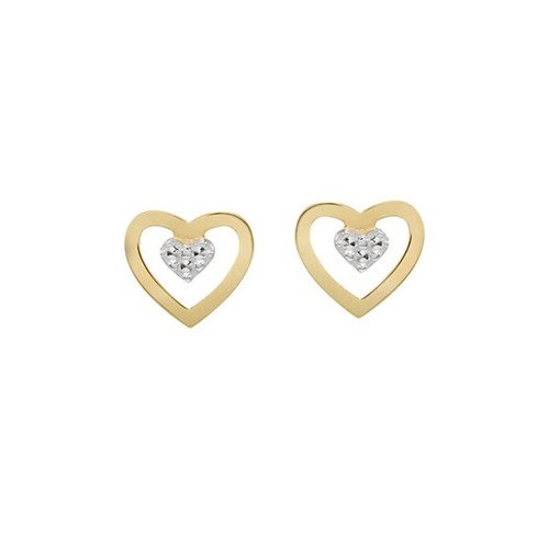 Brinco Coração Ouro Amarelo 18K - Romance