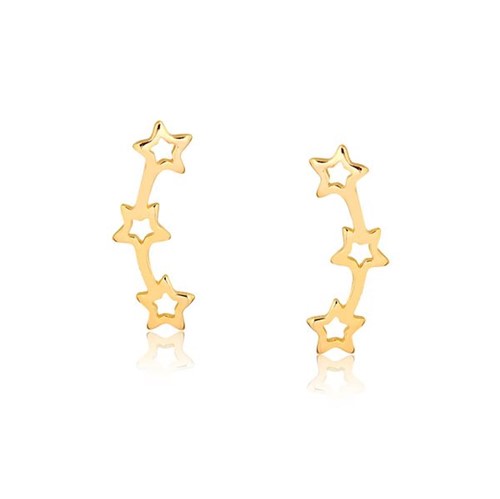 Brinco Ear Cuff com Estrelas Vazadas Folheado em Ouro 18k - 2180000001747
