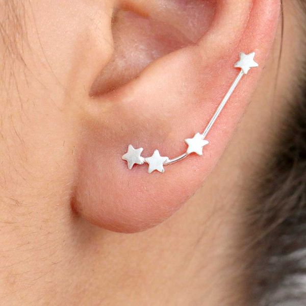 Brinco Ear Cuff Prata 925 4 Estrelas