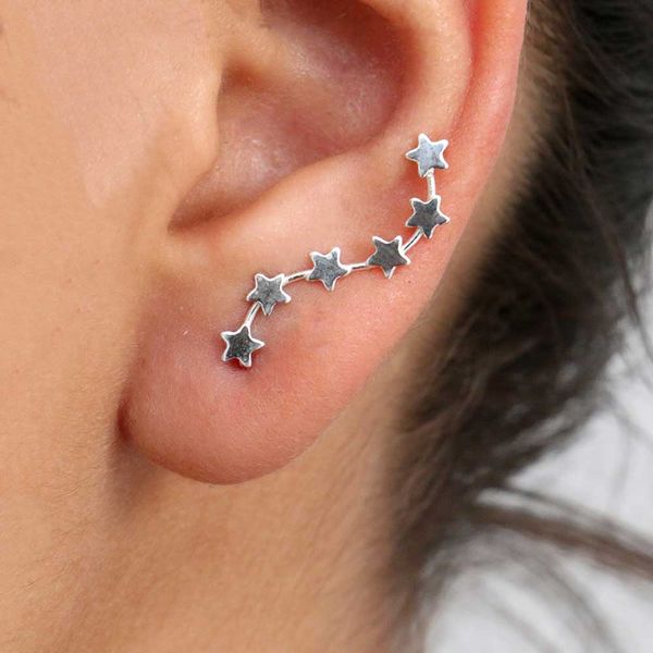 Brinco Ear Cuff Prata 925 Estrelas