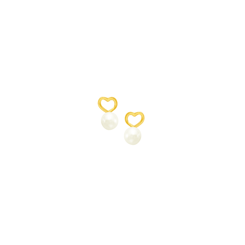 Brinco em Ouro 18K Coração com Pérola - AU5905