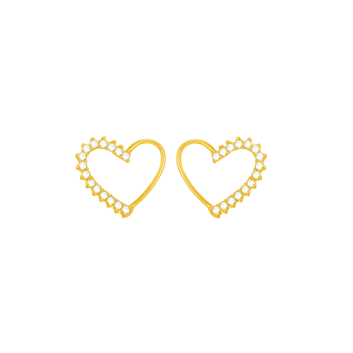 Brinco em Ouro 18K Coração com Zircônia - AU5916