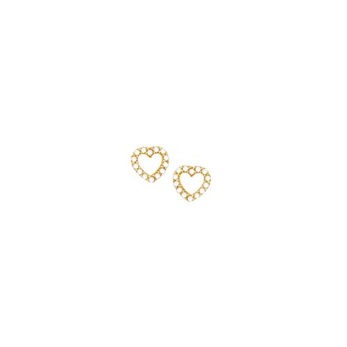 Brinco em Ouro 18K Coração com Zircônias - AU3155