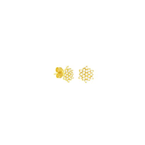 Brinco em Ouro 18K Flor com Zircônias - AU5554