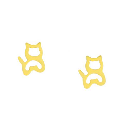 Brinco em Ouro 18k Modelo Gato Vazado Br20016 Ouro Amarelo Único