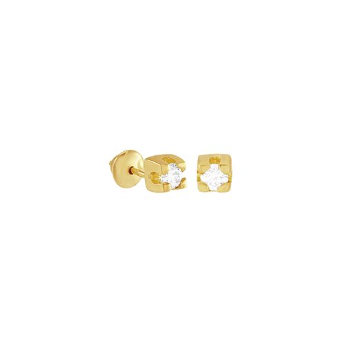 Brinco em Ouro 18K Ponto de Luz com Diamante - AU4101