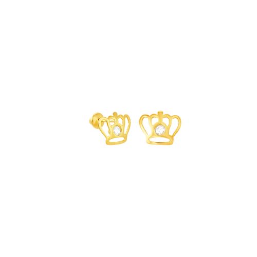 Brinco Infantil em Ouro 18K Coroa com Zircônia - AU4614