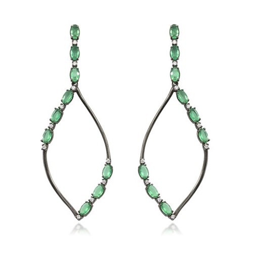 Brinco Prata 925 e Cristal Verde - Vogue