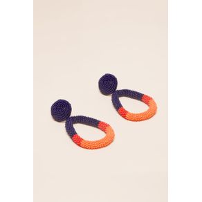 Brinco Tricolor Miçangas Azul/Vermelho/Laranja - U