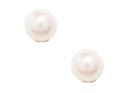 Brincos de Pérola Branca 10mm Brincos Classic Pearls 10mm Ouro Rosa