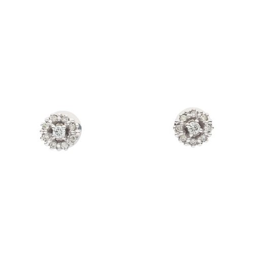 Brincos Ouro Branco e 14 Pontos de Diamantes - Brincos Star 022 14