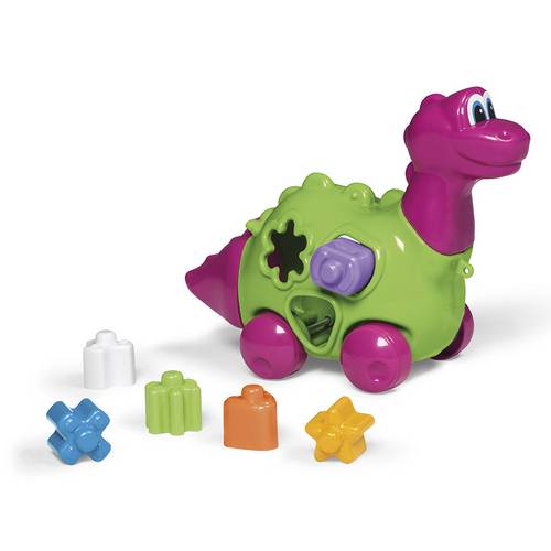 Brinquedo Baby Dinho com Formas para Encaixar Rosa/Verde 716 - Calesita