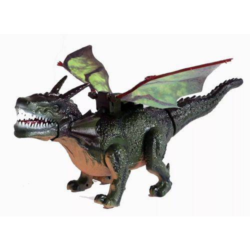 Brinquedo Dragao 45 Cm que Bate Asas e Anda Dinossauro - Verde