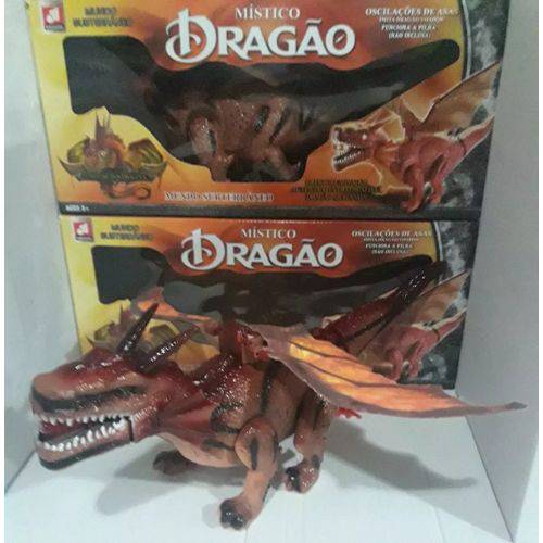 Brinquedo Dragao 45 Cm que Bate Asas e Anda Dinossauro - Vermelho
