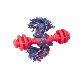 Brinquedo Halteres Maciço de Borracha com Corda Furacão Pet - Vermelho
