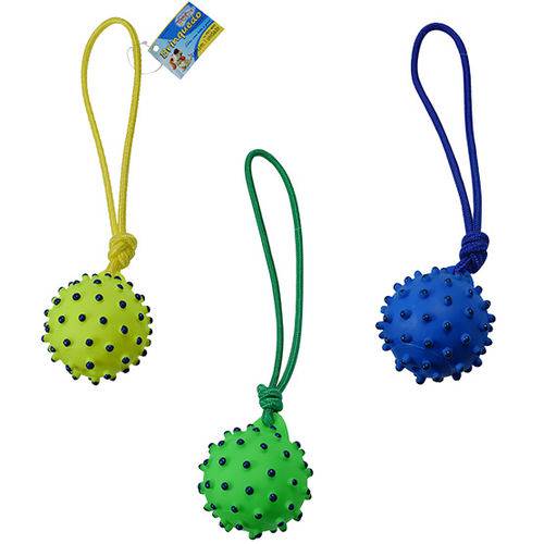 Brinquedo para Cachorro Bola com Corda Colors 9cm de Ø e Som