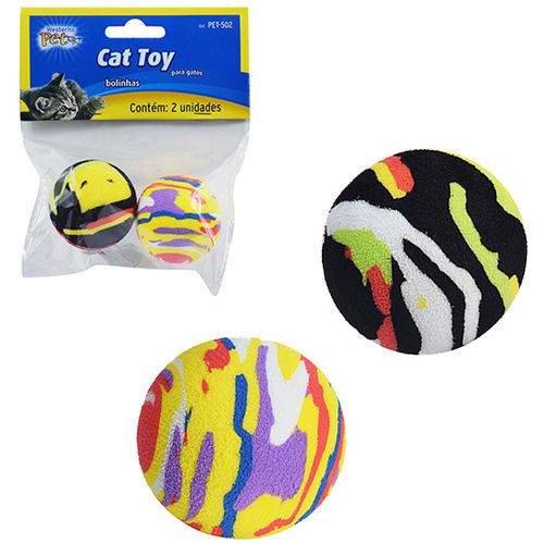 Brinquedo para Gato Bola de Eva Colors 4,3cm de Ø com 2 Unidades na Solapa