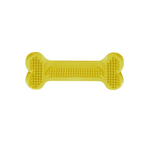 Brinquedo Pet Injet Osso Massageador Dental Flex Tamanho Mini para Cães Amarelo