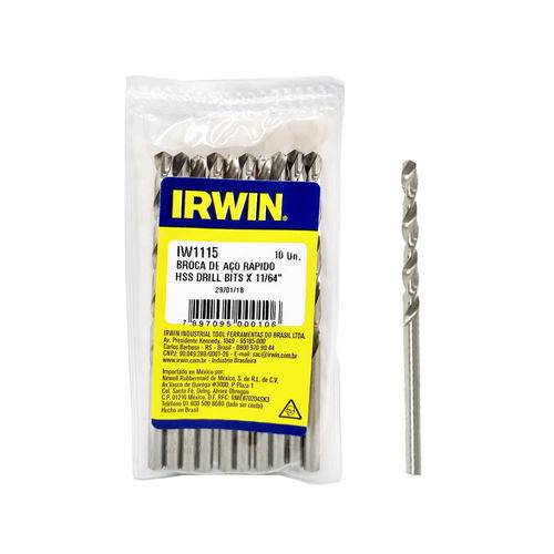 Broca Aço Rápido 11/64" 4.36mm Irwin Kit C/ 10