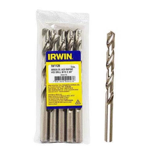 Broca Aço Rápido 3/8" 9.52mm Irwin Kit C/ 5