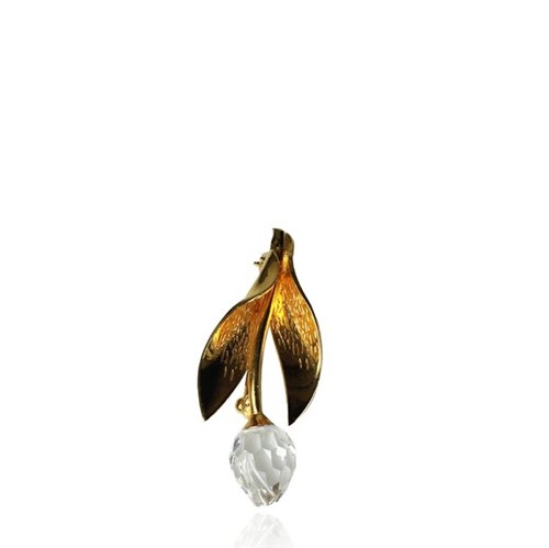 Broche Tulipa Dourada com Cristal