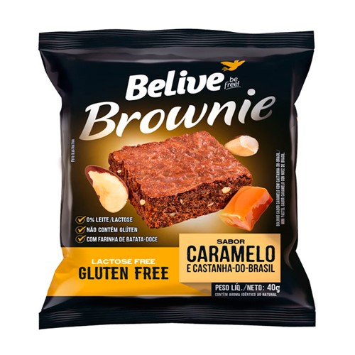 Brownie Belive Be Free Caramelo e Castanha do Brasil Sem Lactose e Sem Glúten com 40g