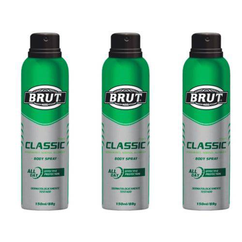 Brut All Day Classic Desodorante Aerosol 48h 150ml (kit C/03)